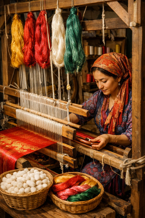 Silk weaving